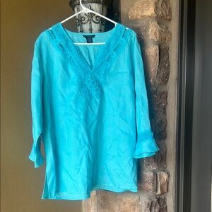 Silk Land Women's Turquoise Top 1X